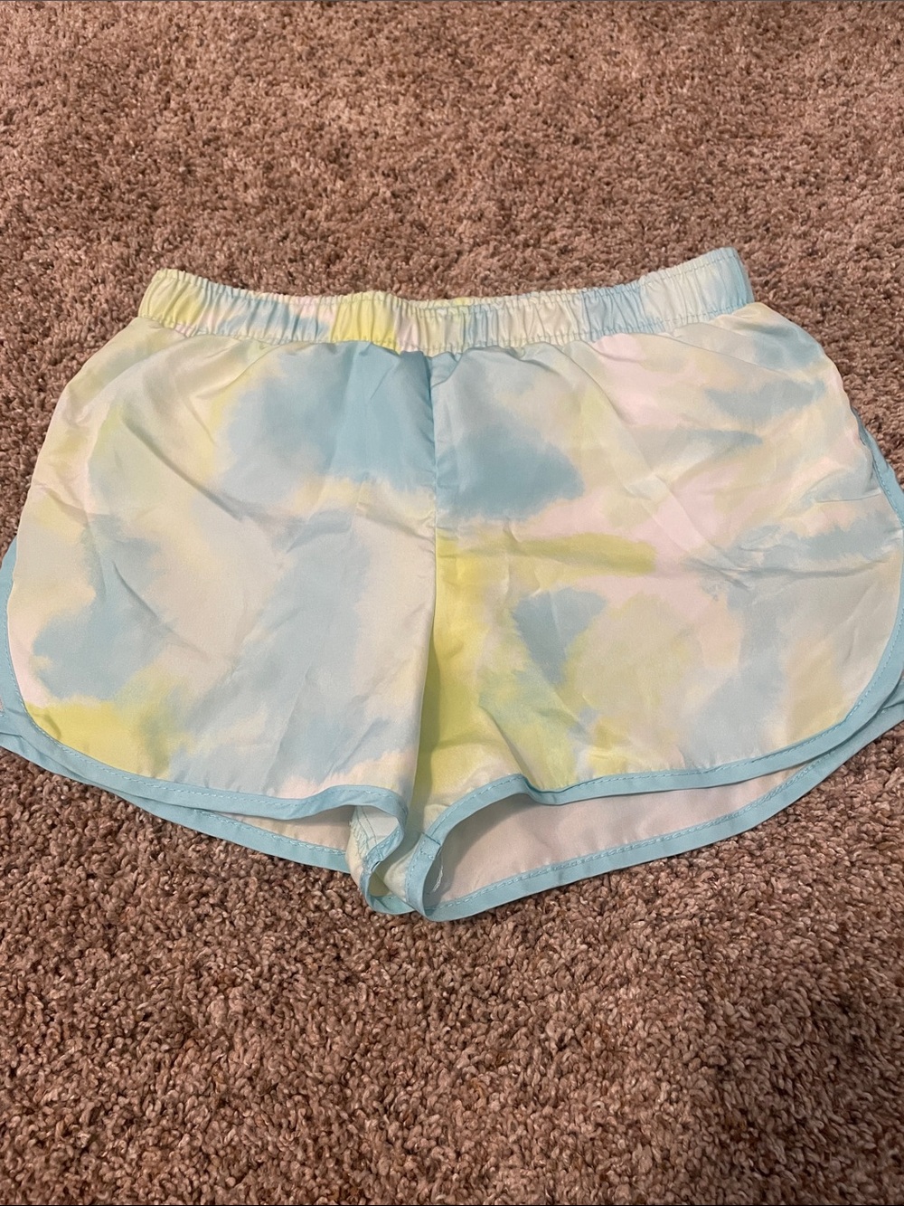 Kids Ideology Pastel Tie-Dye Athletic Shorts in Light Blue and Yellow